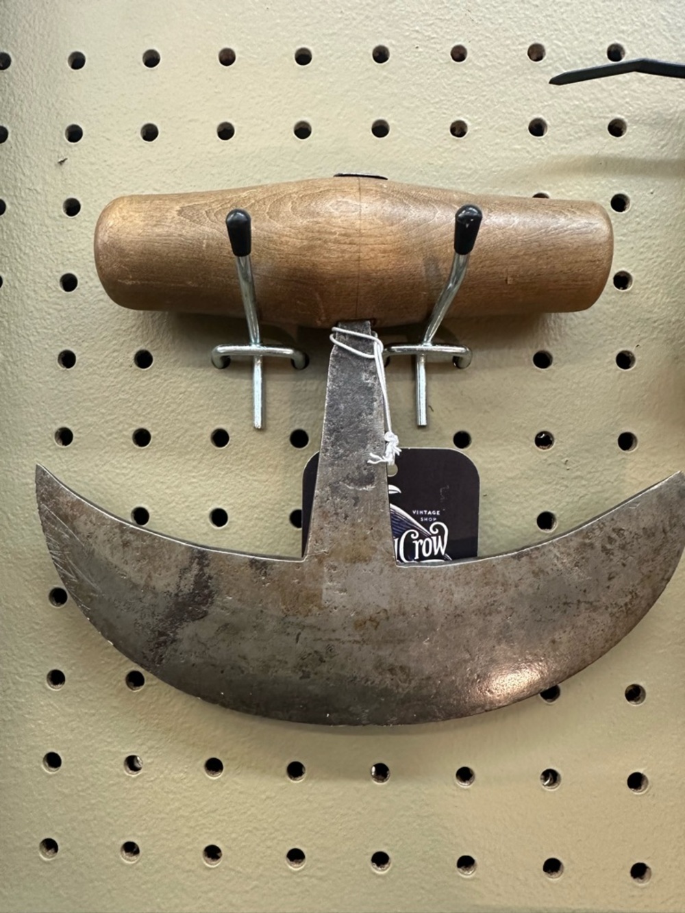 Antique Hand Forged Crescent Mezzaluna Meat Chopper Decor